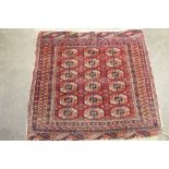 Small Tekke Turkoman rug with three rows of six quartered medallions,