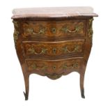 Louis XV-style walnut and foliate marquetry inlaid and ormolu mounted bombe commode,