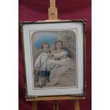 Alexander Blaikley (1816 - 1903), pair of charming pastel portraits of children in gardens,