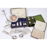 Selection of early 20th century miscellaneous silver - including candlestick,