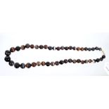 Banded agate necklace with a string of graduated banded agate beads, 17.5mm to 9.