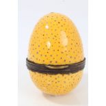 19th century large enamelled box in the form of a lemon, hinged metal mount,