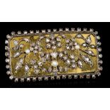 Unusual diamond and pearl plaque brooch, possibly Anglo-Indian,