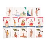Rare set of 18th / 19th century Indian miniature paintings on mica - comprising fifteen rectangular