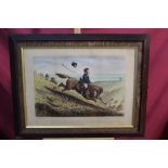 Set of four Victorian hand-coloured John Leech lithographs - Gone Away, A Friendly Mount,