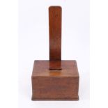 19th century mahogany plate stand or charger stand on rectangular weighted base,