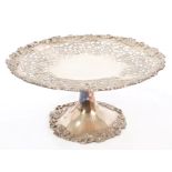 Late 1920s silver tazza or fruit stand of circular form,