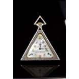 An early 20th century Continental silver Masonic pocket watch of triangular form,