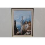 Frédéric Bourgeois De Mercey (1805 - 1860), pair watercolours - Bruges Cathedral and Padua,
