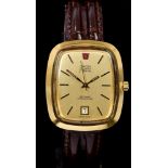 1970s gentlemen's Omega Electronic f300 Hz DeVille Chronometer wristwatch with gold dial and date