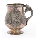 Late 19th / early 20th century Chinese silver mug of baluster form,