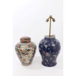 Late 19th / early 20th century Chinese export baluster-shaped vase with enamel butterfly and floral