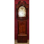Late 18th / early 19th century longcase clock with eight day movement with 14 inch painted dial,