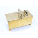 Good Victorian brass 'honour' tobacco box of rectangular form,