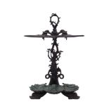 Unusual nautically themed Victorian cast iron stick stand with meandering coral form support,