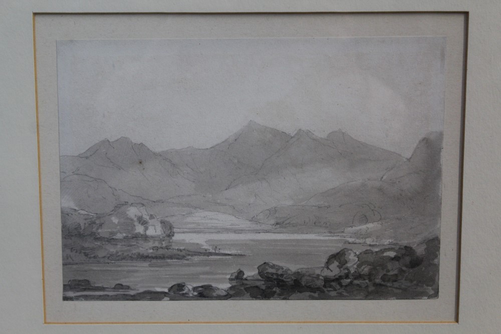 Sir George Beaumont (1753 - 1827), pencil and grey wash - Capel Curig, Carnarvonshire,