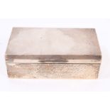 Contemporary silver cigarette box of rectangular form,