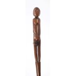 Scarce late 19th century South African Tsonga carved wood prestige staff,