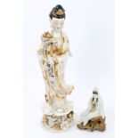 Early 20th century Oriental porcelain figure of Guanyin, standing in typical pose,