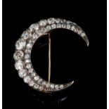 Victorian diamond crescent brooch,