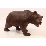 Old Black Forest carved wooden bear with open mouth,