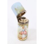 Late 19th century Continental silver mounted scent bottle of cylindrical form,