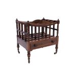 Regency rosewood Canterbury with slatted divisions and frieze drawer,