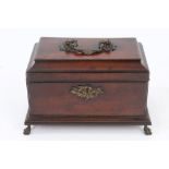 Fine mid-18th century mahogany tea caddy with ornate rococo scroll and shell surmounting swing