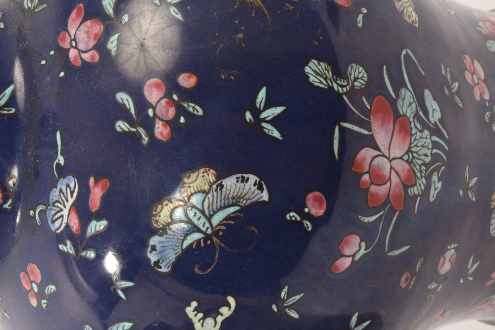 Late 19th / early 20th century Chinese export baluster-shaped vase with enamel butterfly and floral - Image 2 of 8