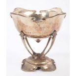 Edwardian Scottish silver Art Nouveau-style monteith of shallow conical form,