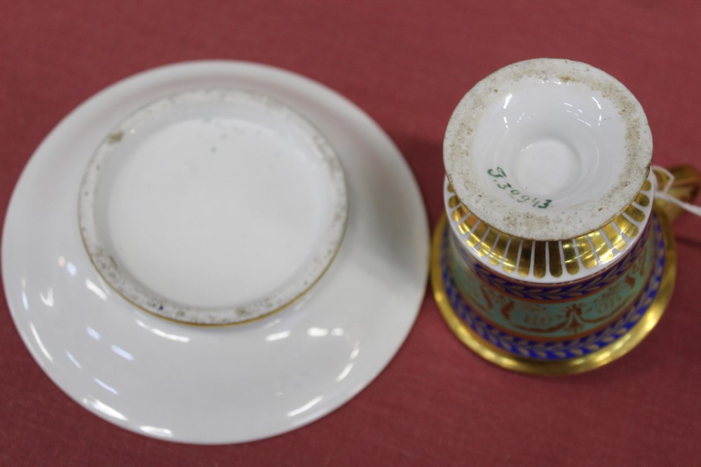 Fine early 19th century, probably Russia porcelain cabinet cup and saucer in the Empire taste, - Image 4 of 7