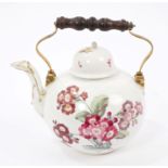 Fine 18th century German Hochst porcelain tea kettle and a cover of globular form,