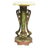 Good Continental Art Nouveau onyx and ormolu column with rectangular revolving top on column