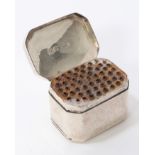 George III silver nutmeg grater of octagonal form,