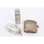 Victorian silver mounted scent bottle of rectangular form,