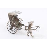 Late 19th / early 20th century Chinese silver model of a rickshaw and coolie,