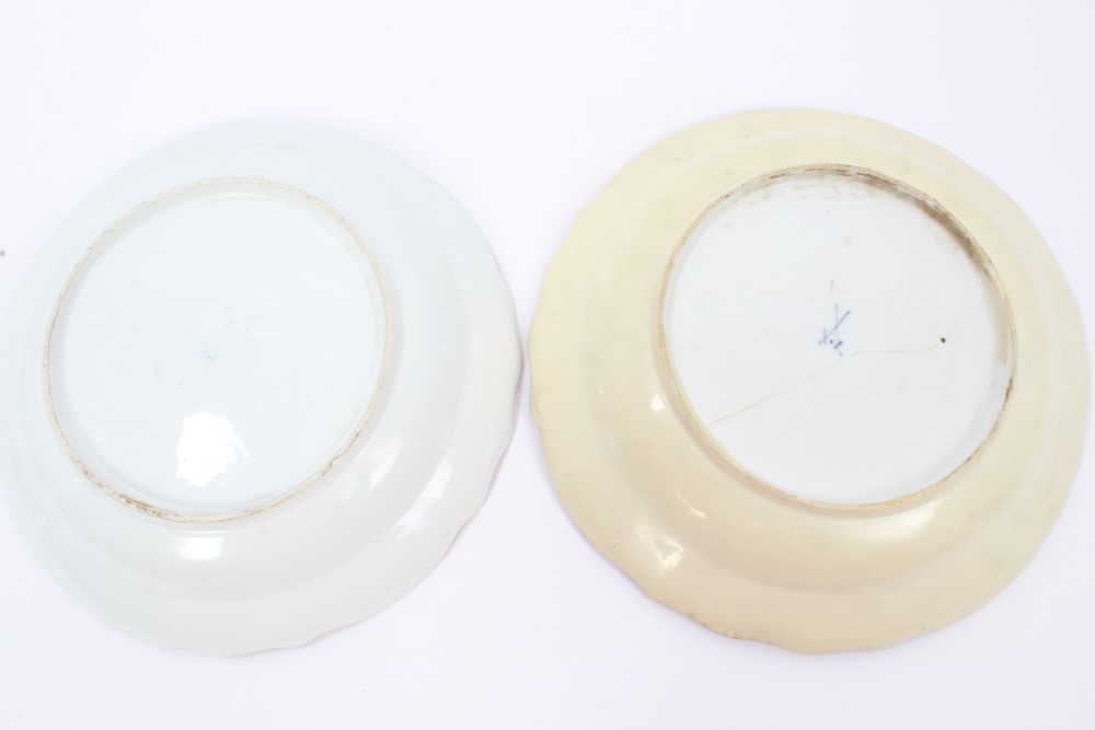 Pair 19th century Meissen chargers with moulded borders, - Image 4 of 5