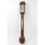Victorian stick barometer with ivory 'yesterday' and 'today' scales, signed - Chadburn Bros.
