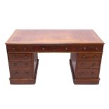 Victorian mahogany twin pedestal desk,