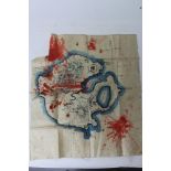 Attributed to William Russell Flint (1880 - 1969), watercolour on fabric - A pirate treasure map,