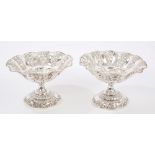 Pair late Victorian silver sweetmeat dishes of circular fluted form,