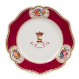Early 19th century Chamberlains Worcester armorial plate painted with Ducal coronet and crest with