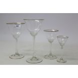 Good quality 1920s / 1930s Bohemian glass table service with diamond cut decoration to base of