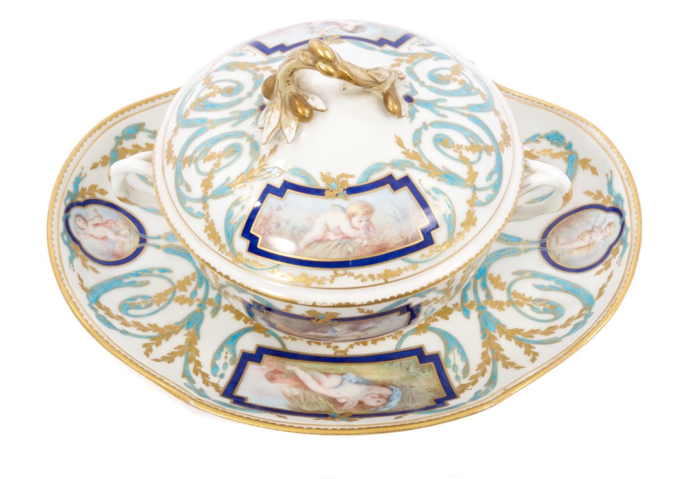 19th century French Sèvres porcelain tureen, - Image 2 of 4