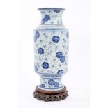 19th / early 20th century Chinese export blue and white vase of cylindrical form,