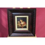 Pair of 19th century Italian School oils on metal panels - figures by candlelight,
