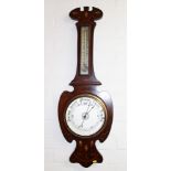 Late 19th / early 20th century banjo barometer with 8 inch silvered dial,