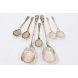 Pair contemporary silver salad servers with pierced fish-scale decoration (Sheffield 1953),
