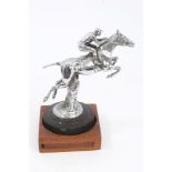 1930s Charles Paillet designed chrome plated car mascot in the form of a jumping horse and jockey,
