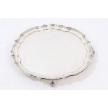 1940s silver salver of shaped circular form, with piecrust border,